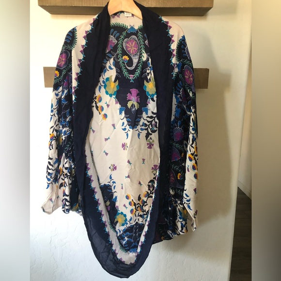 Rachel Zoe|Bohemian Abstract floral print white kimono wrap,one size•••Rayon - Picture 1 of 8